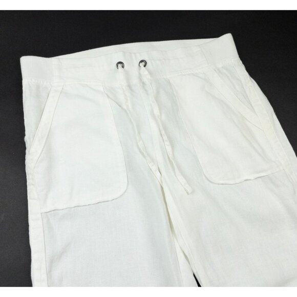 Athleta Linen Pants Solid White Women's 8T Tall Drawstring Pull On Vacation - Picture 6 of 13